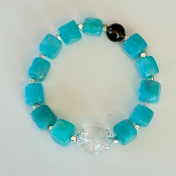 handmade Jewelry - Winter Ocean Aqua Blue Statement Bracelet